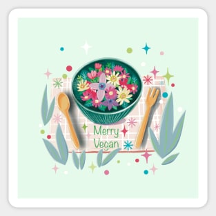 Merry Vegan Funny Floral Christmas Sticker